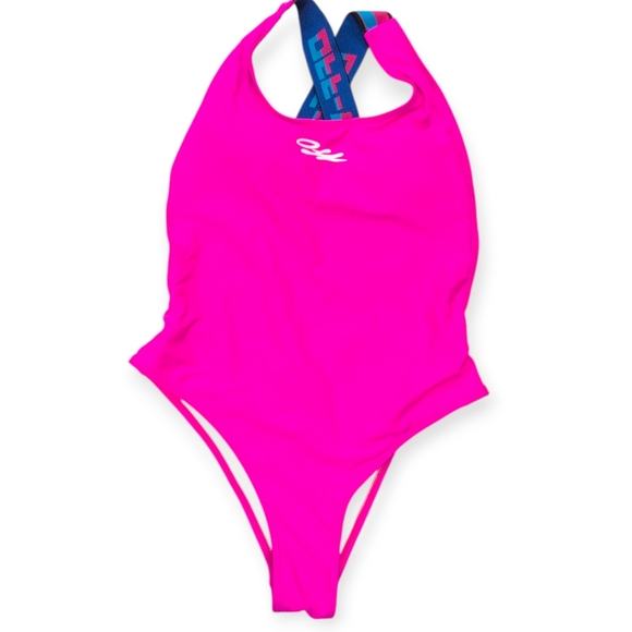 Off-White Tape Ribbed Swimsuit $390 Fuschia Blue White Small - Picture 5 of 11